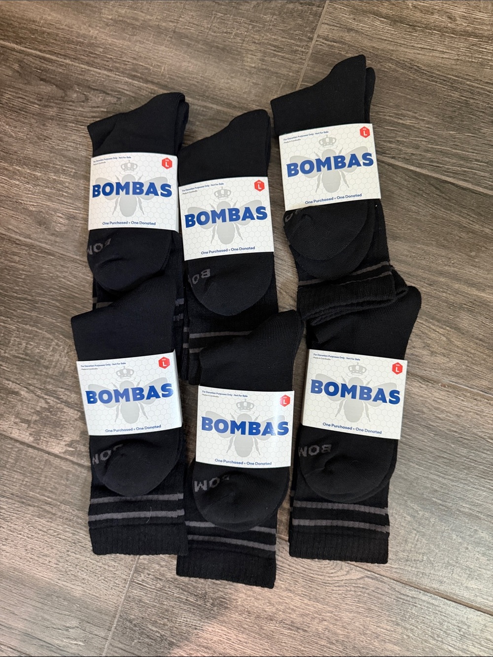 Bombas Men’s Black Athletic Crew Socks – Six-Pack (Black)